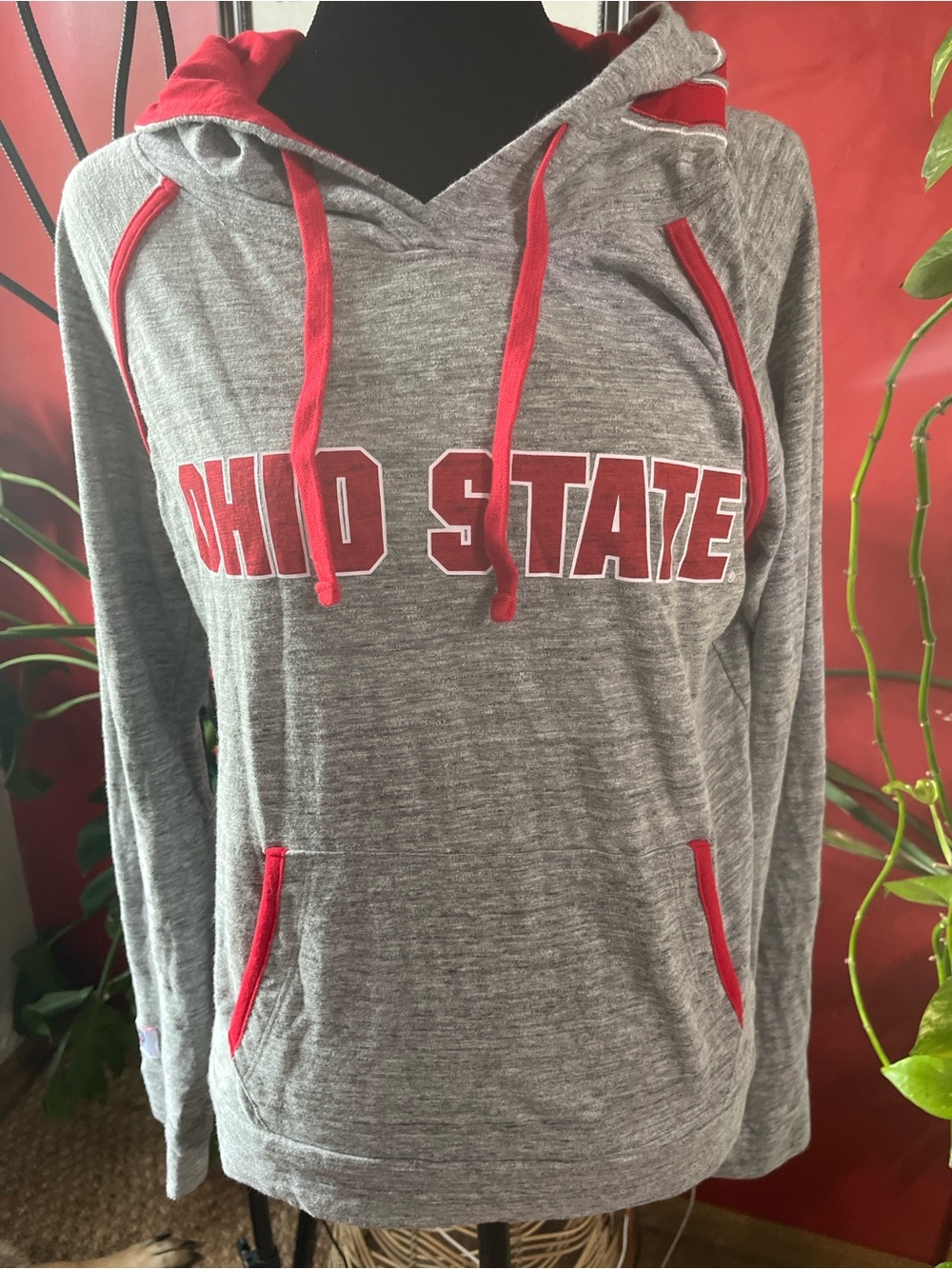 PINK Victoria's Secret Gray & Red Ohio State Hooded Pullover